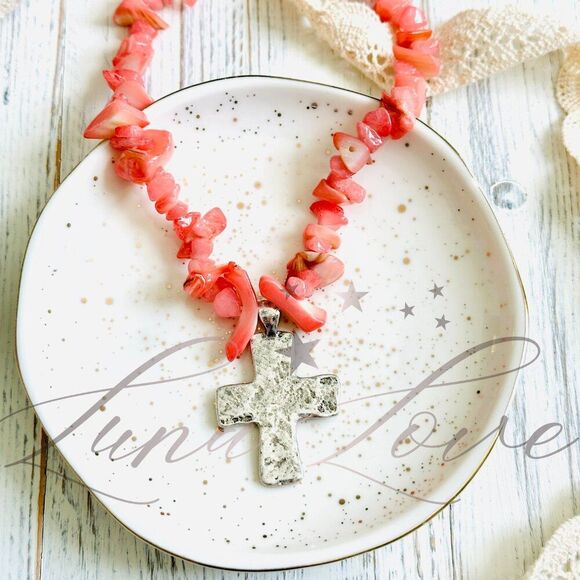 FREE PEOPLE Supernova Choker In Roze Quartz & Silver NWT - Picture 3 of 6